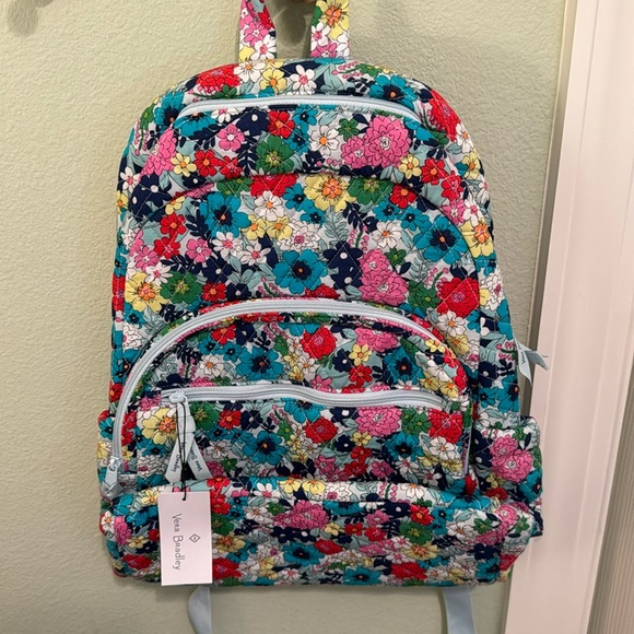 NWT vera Bradley essential backpack far out floral blue pink